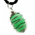 Green Obsidian Gemstone Spiral Pendant